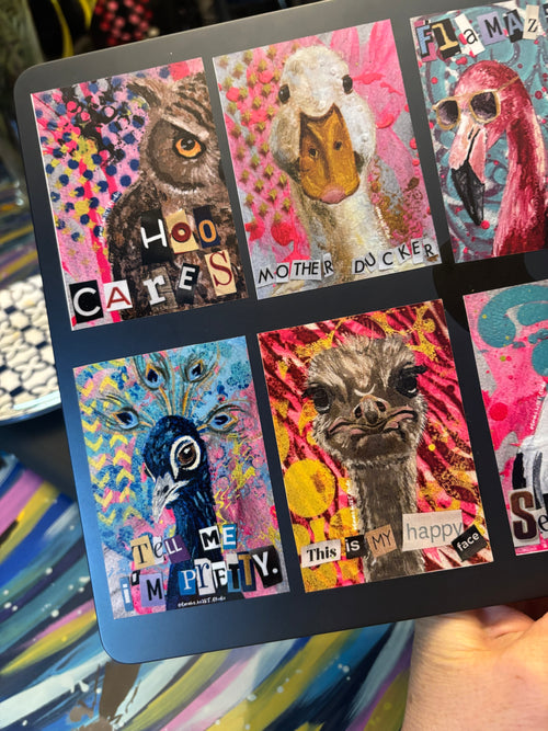 "Hoo Cares" Owl Sticker- Original hand painted artwork