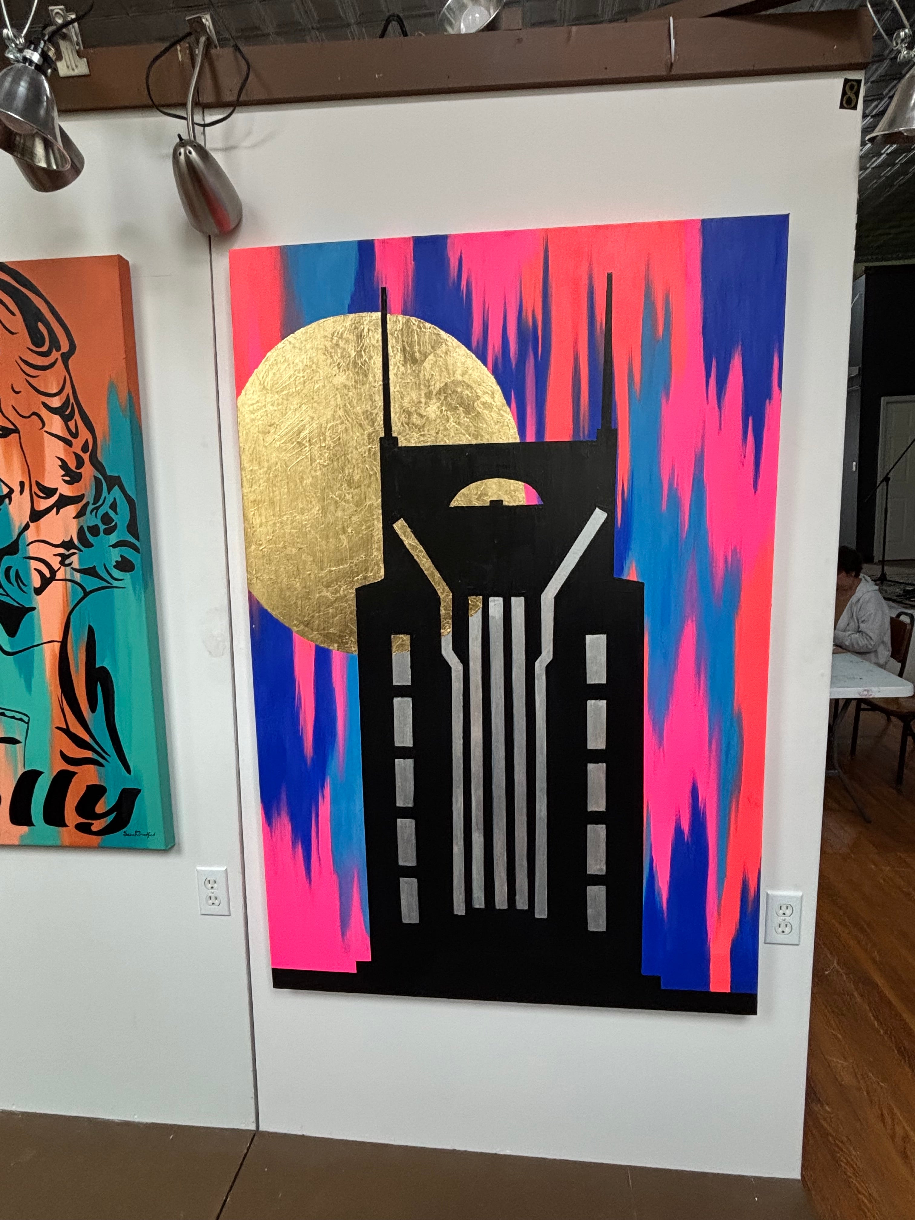 Nashville Skyline “Batman Building” — Original Abstract Artwork (60” x 40”) | Local Pickup Only