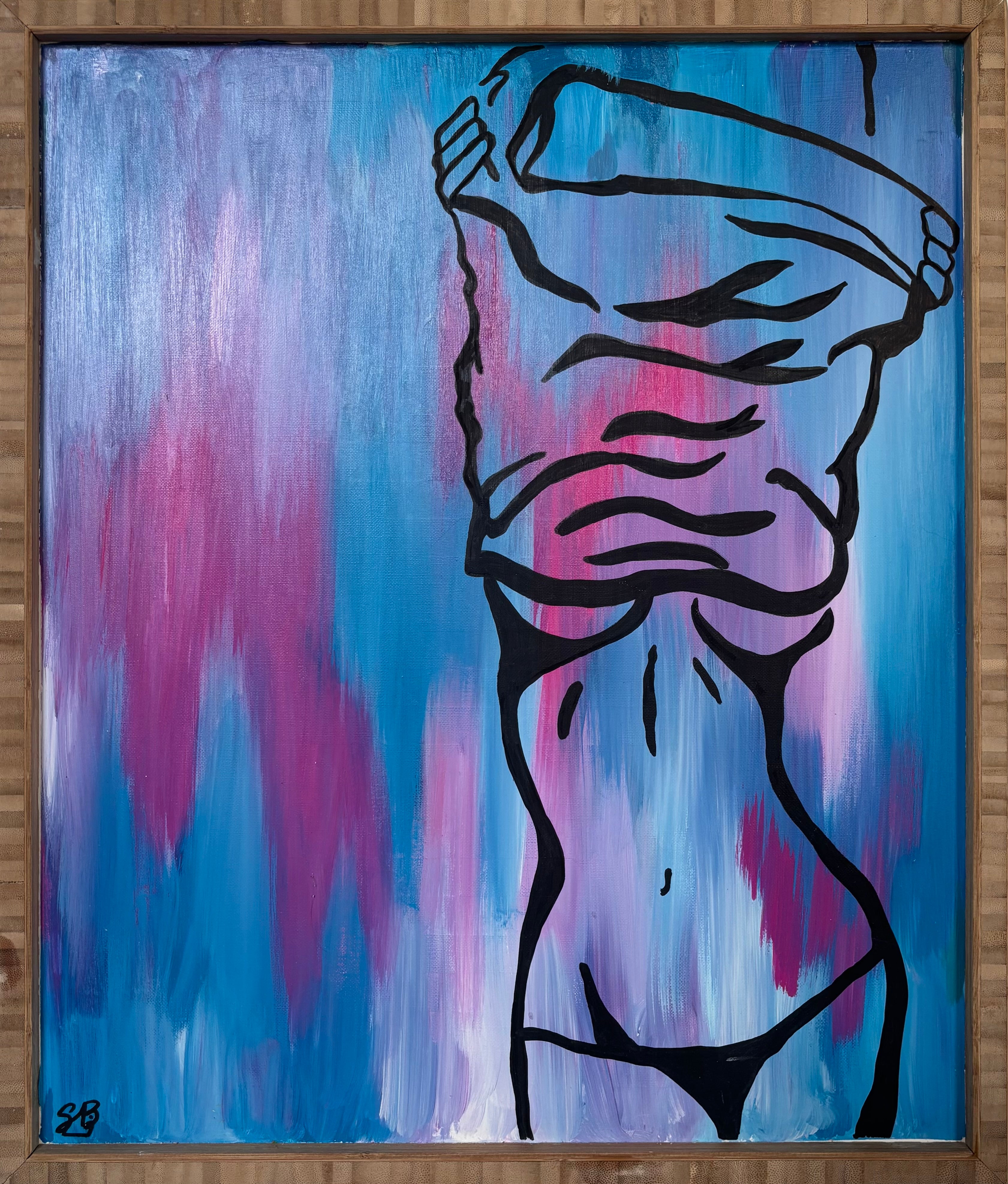 Sexy Abstract Woman Semi Nude Artwork- Free Shipping 20” x 23”