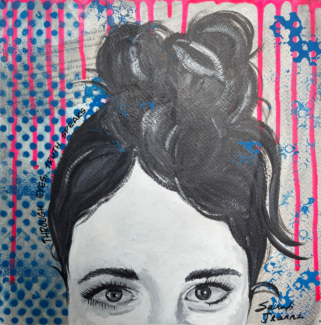 Black and White Silhouetted Female Portrait with MessyBun- Free Shipping 13”x13”