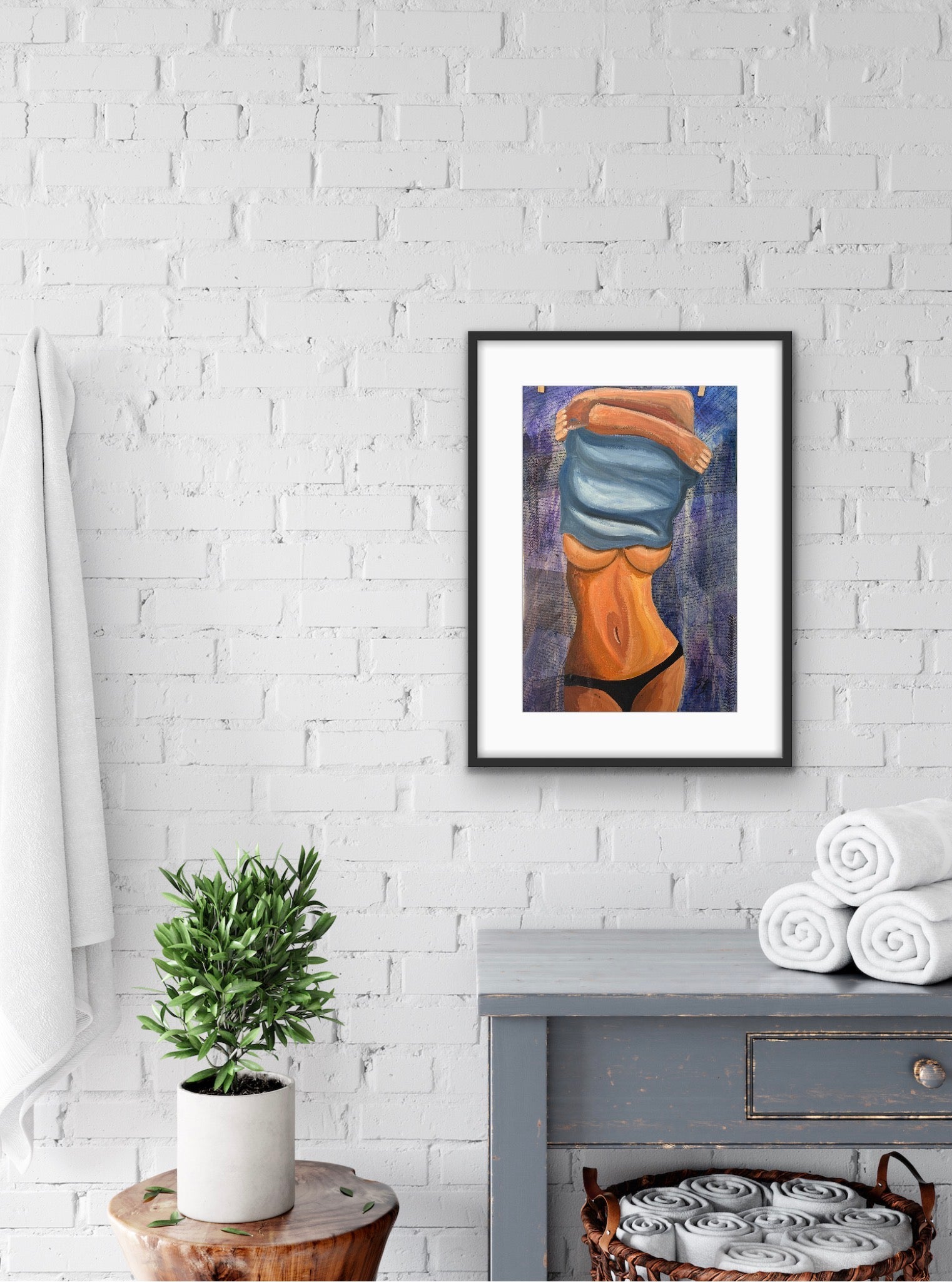 Original Female Figure Study Mixed Media Artwork (14” x 21”) — Shipping Included