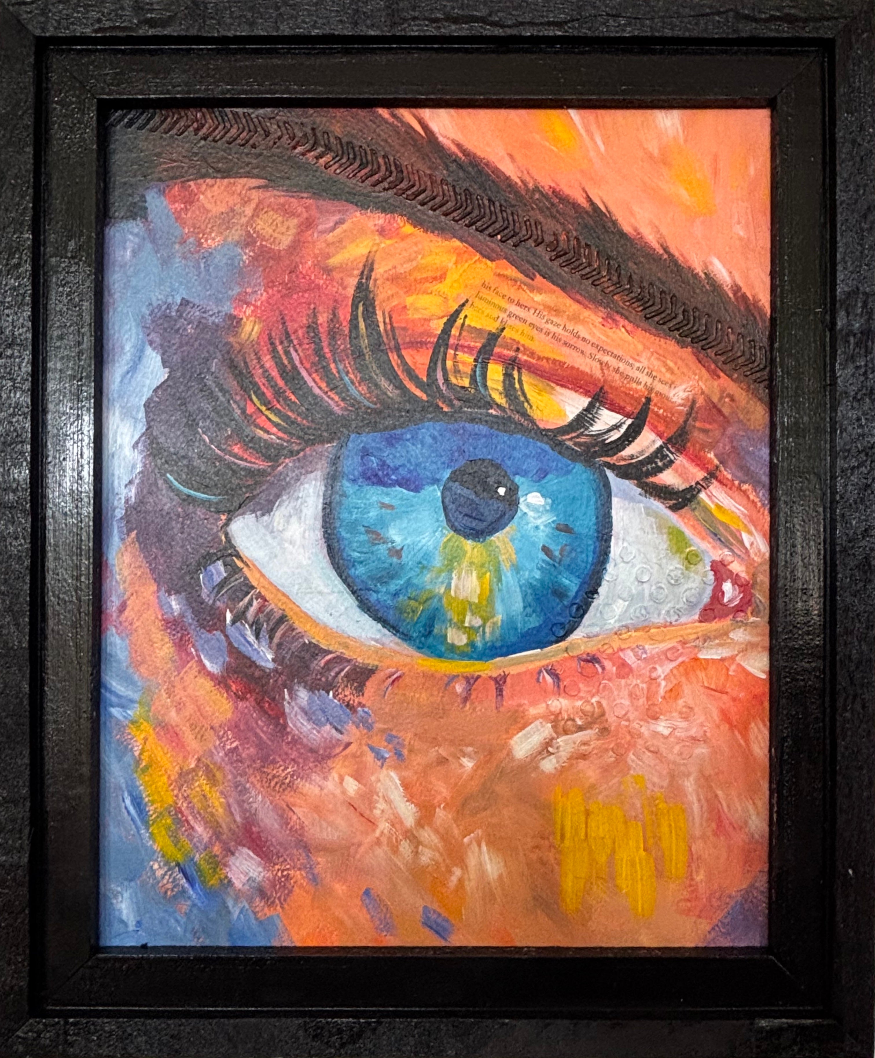 Colorful Eye Mixed Media Acrylic Painting- Free Shipping 13.5” x 16.5”