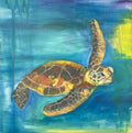 Original Sea Turtle Oil Painting (20” x 20”) Shipping Included