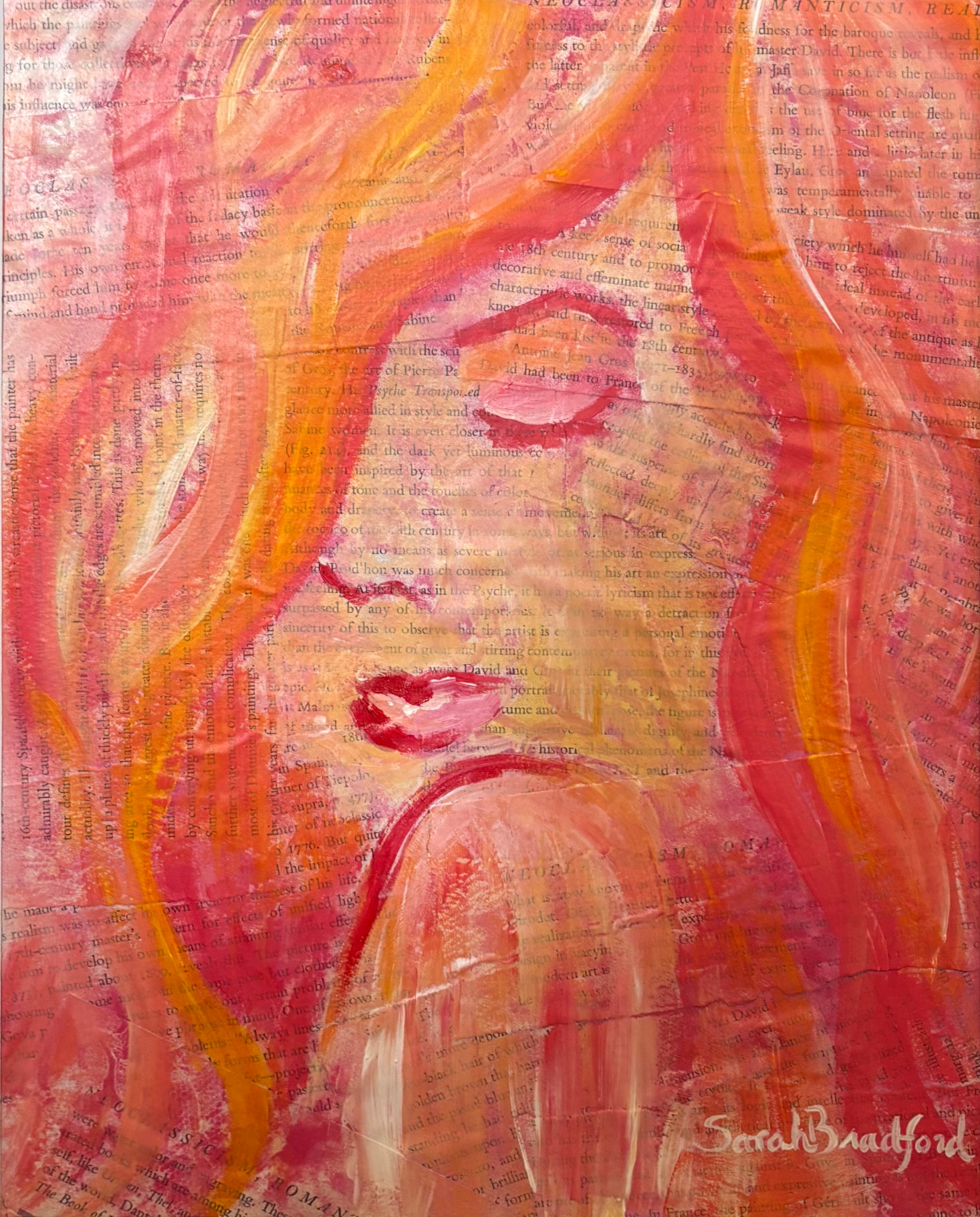 Female portrait Original Mixed Media Collage Art (Framed 12” x 14”)