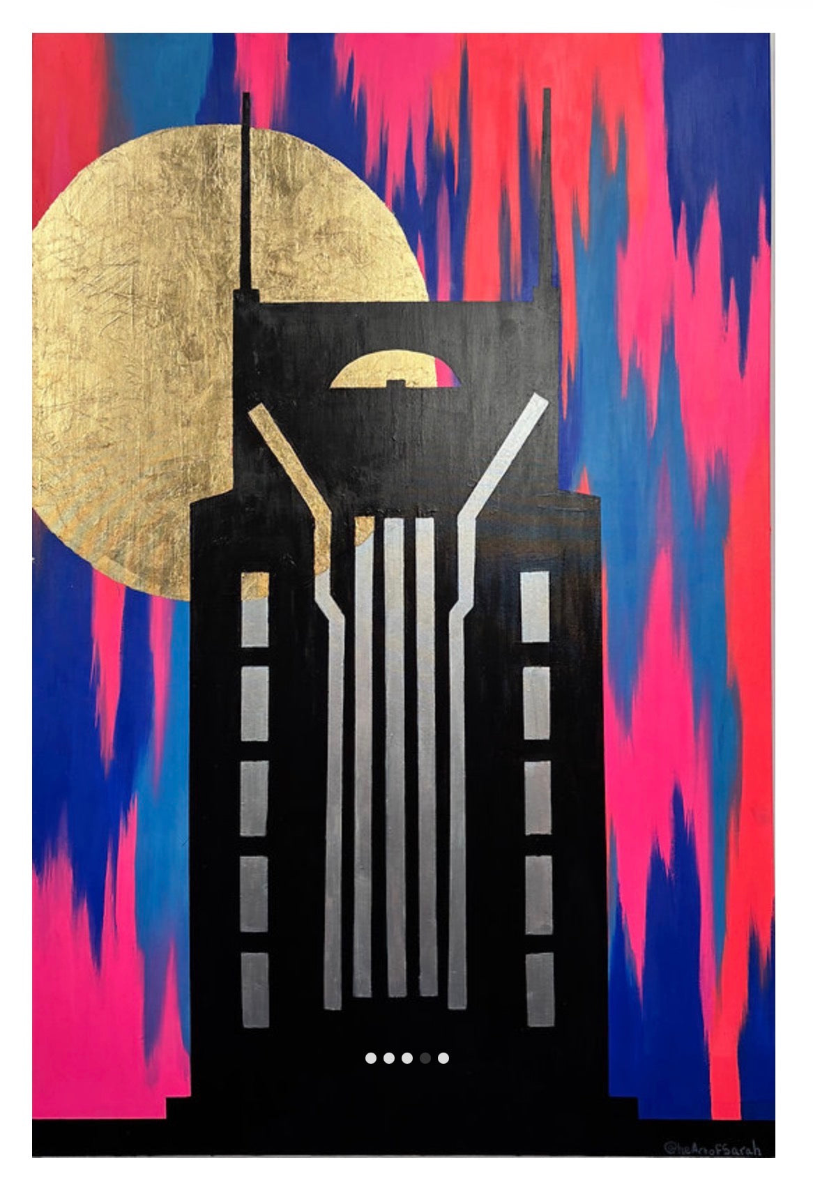 Nashville Skyline “Batman Building” — Original Abstract Artwork (60” x 40”) | Local Pickup Only