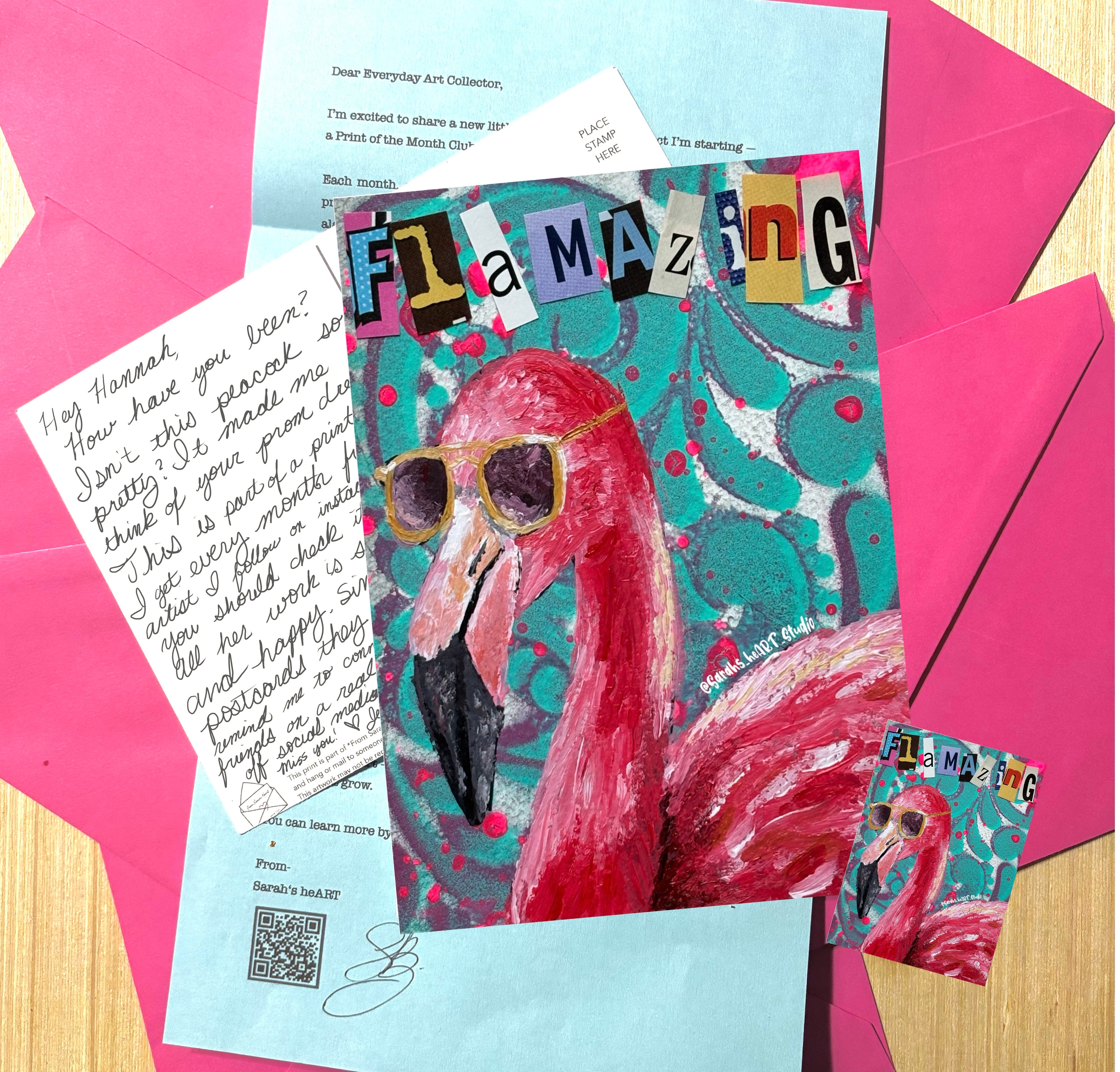 Flamingo Print and Sticker Bundle
