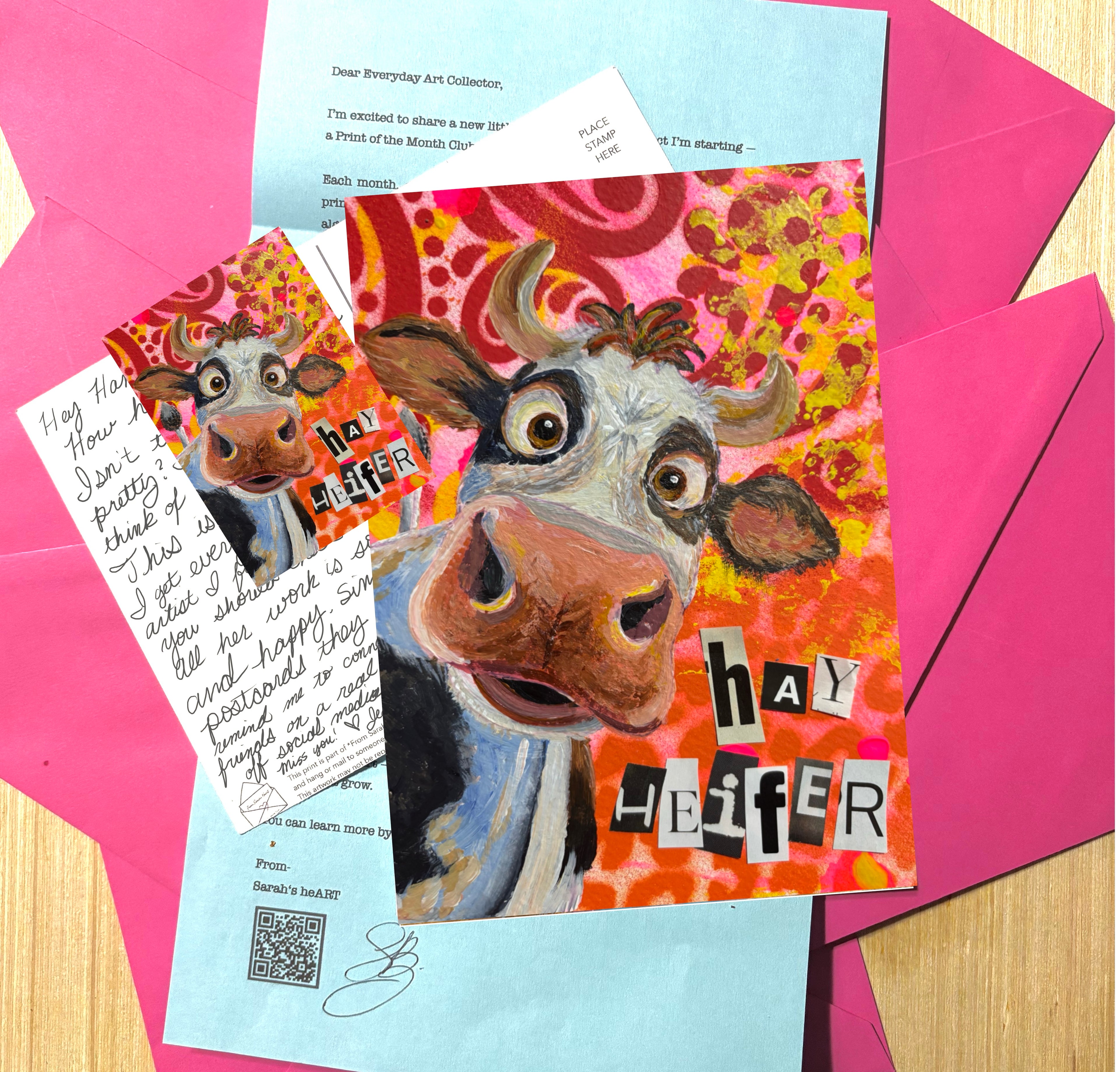 “Hey Heifer” — Cow Print + Sticker Bundle