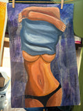 Original Female Figure Study Mixed Media Artwork (14” x 21”) — Shipping Included