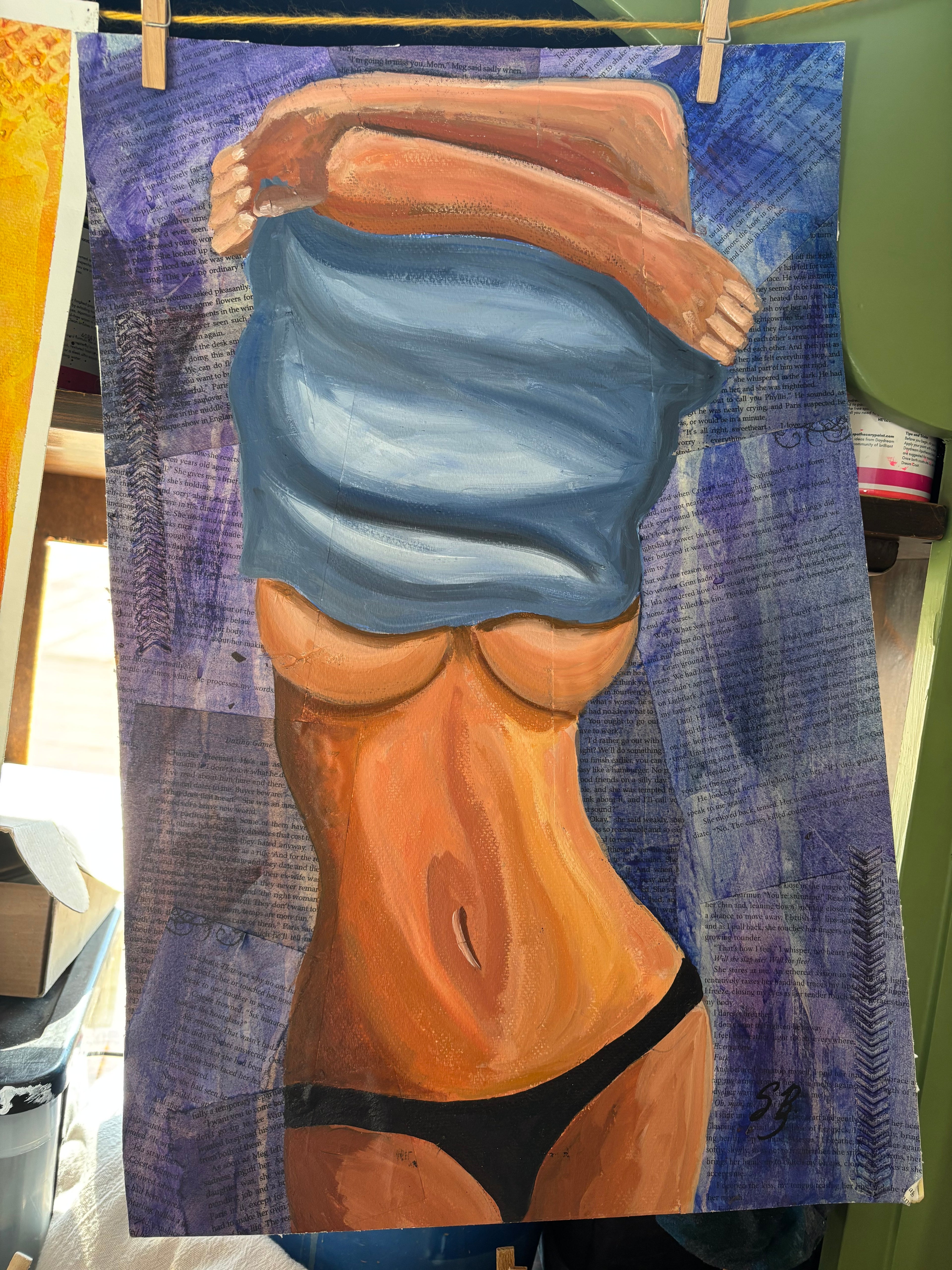 Original Female Figure Study Mixed Media Artwork (14” x 21”) — Shipping Included