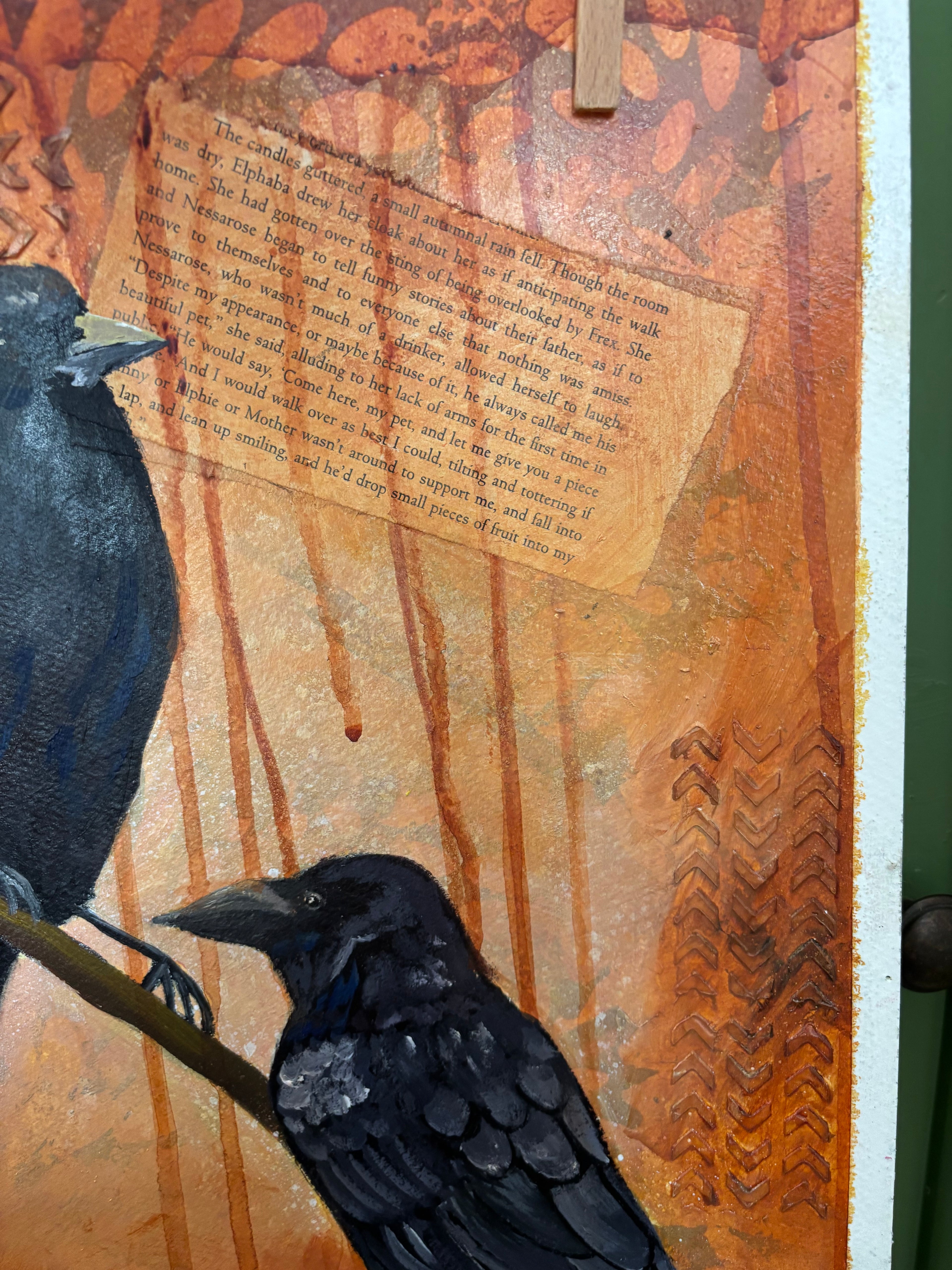 Wicked Crows bird Original Mixed Media Artwork (12” x 18”)