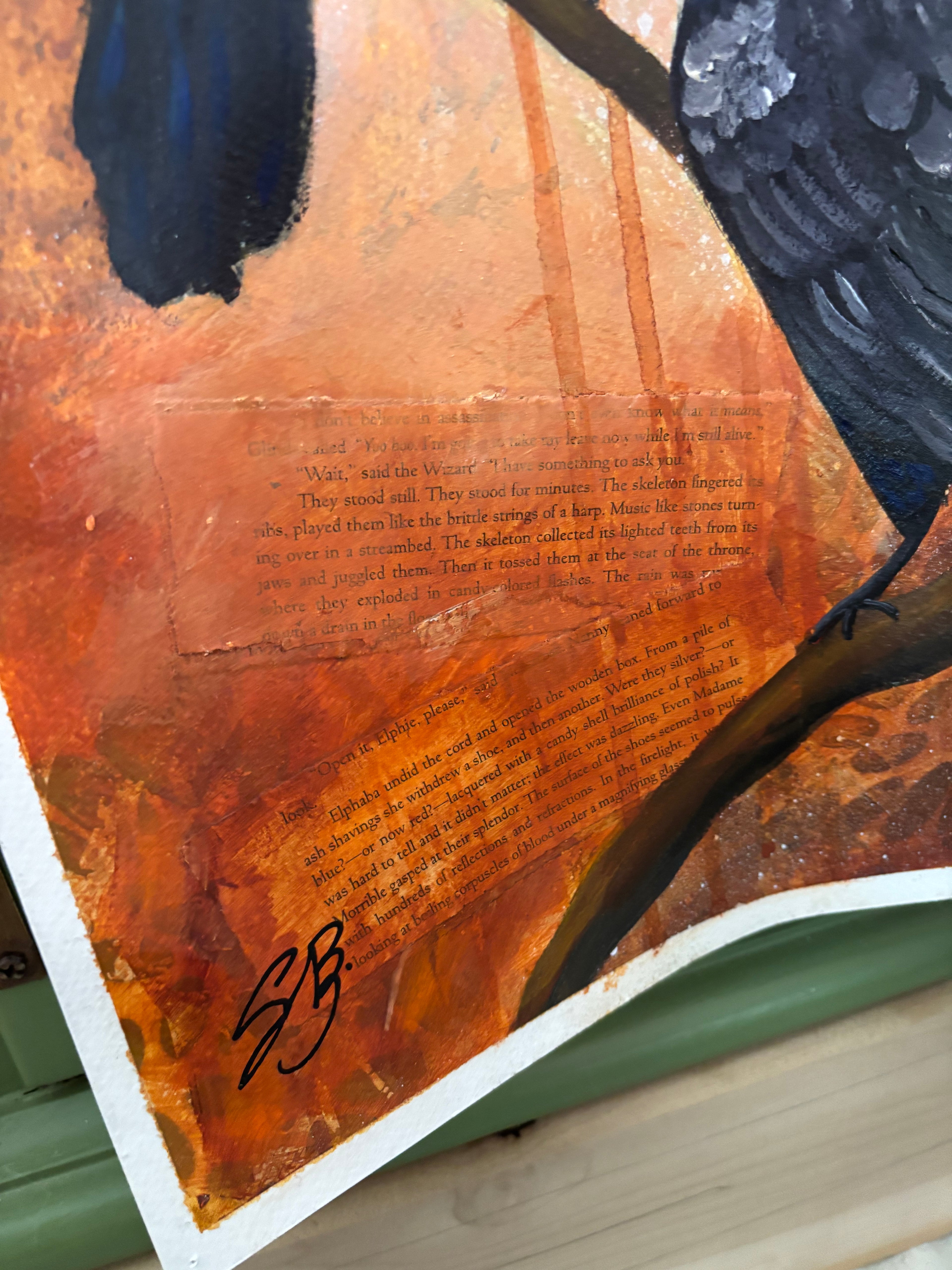 Wicked Crows bird Original Mixed Media Artwork (12” x 18”)
