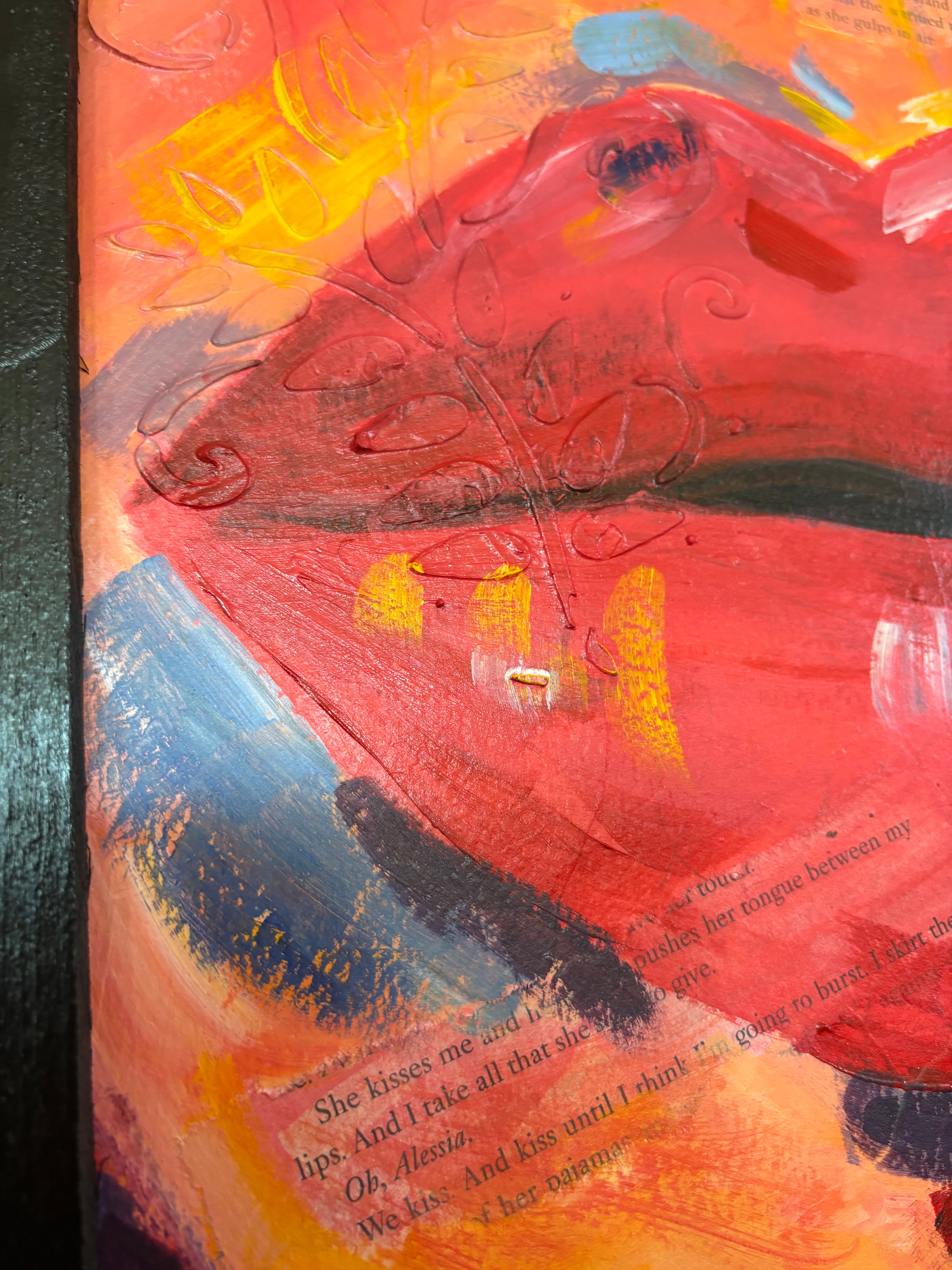 Colorful Lips Acrylic Painting Mixed Media- Free Shipping 13.5” x 16.5”