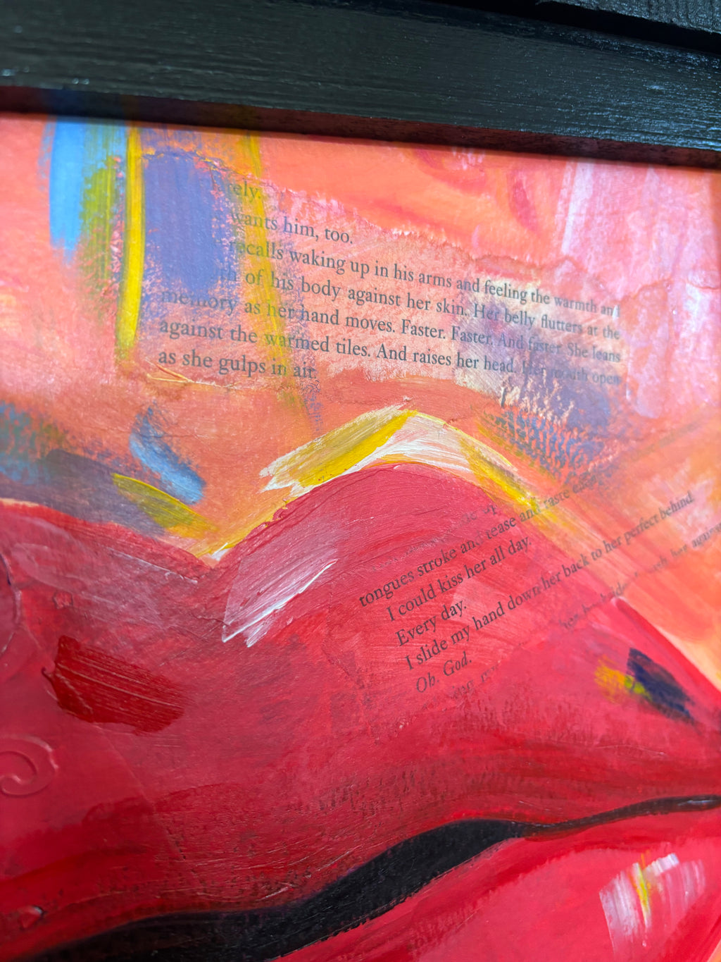 Colorful Lips Acrylic Painting Mixed Media- Free Shipping 13.5” x 16.5”