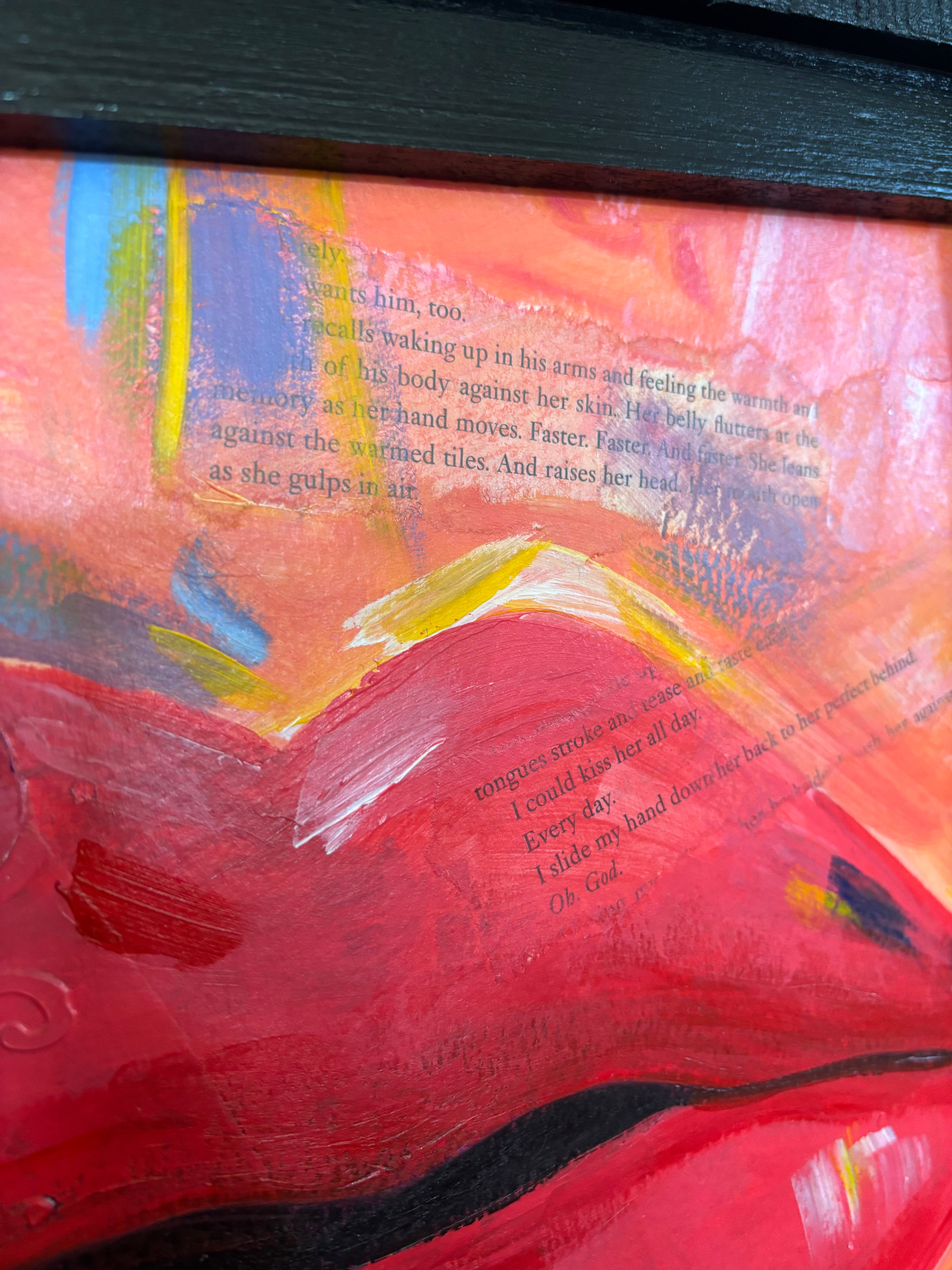 Colorful Lips Acrylic Painting Mixed Media- Free Shipping 13.5” x 16.5”