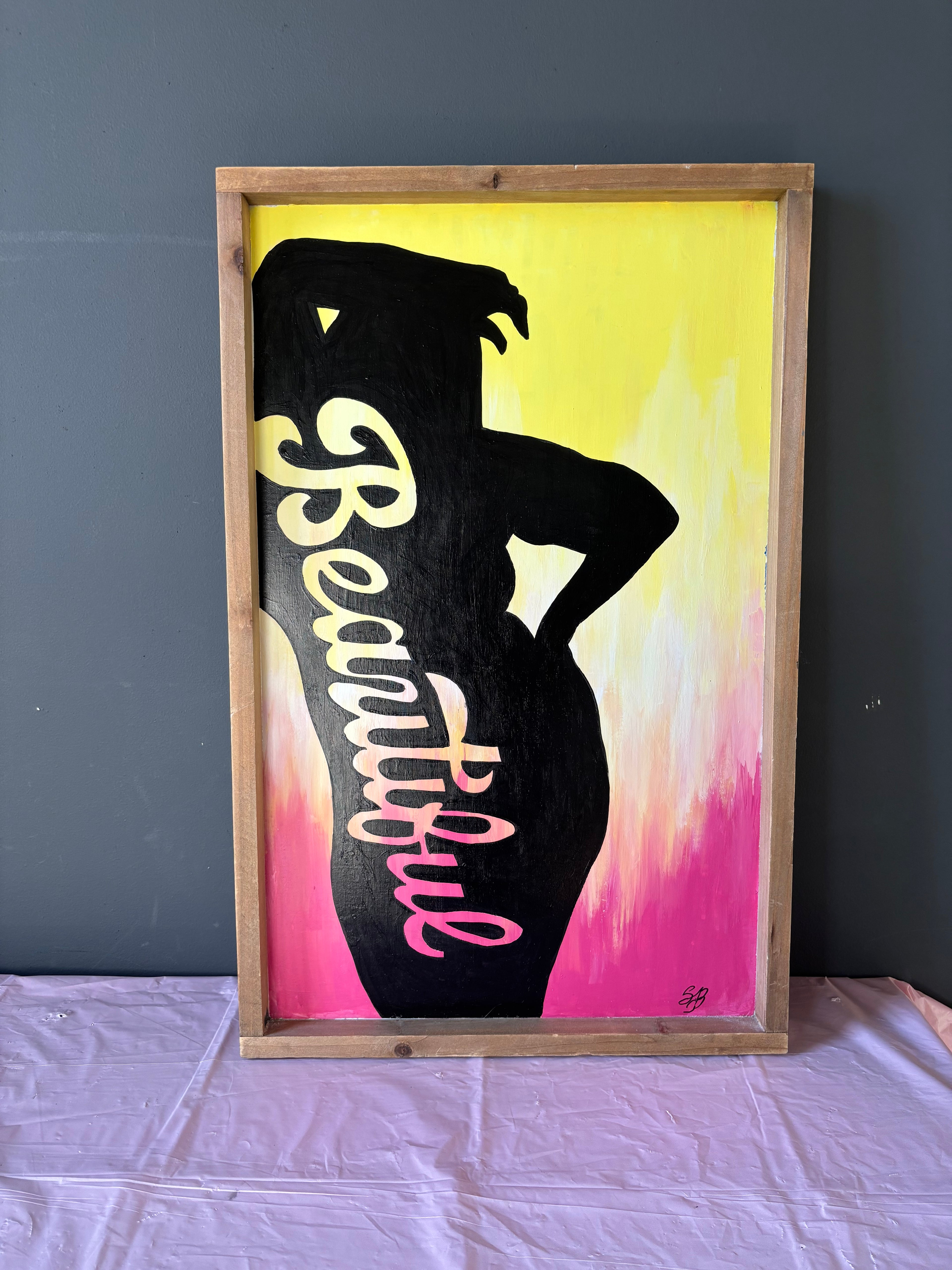 “Beautiful” Curve Woman — Original Artwork  (16” x 25”) — Shipping Included