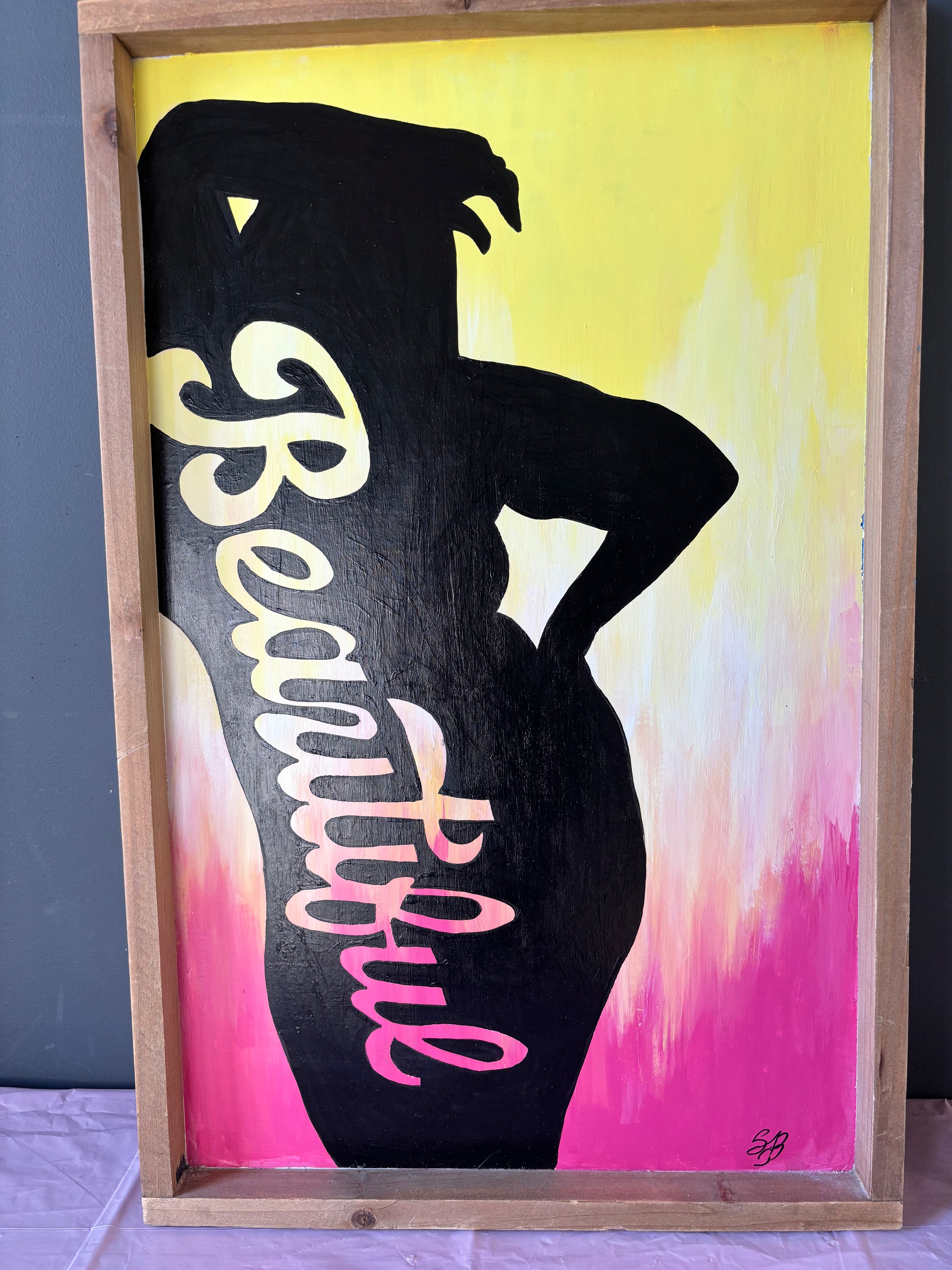 “Beautiful” Curve Woman — Original Artwork  (16” x 25”) — Shipping Included